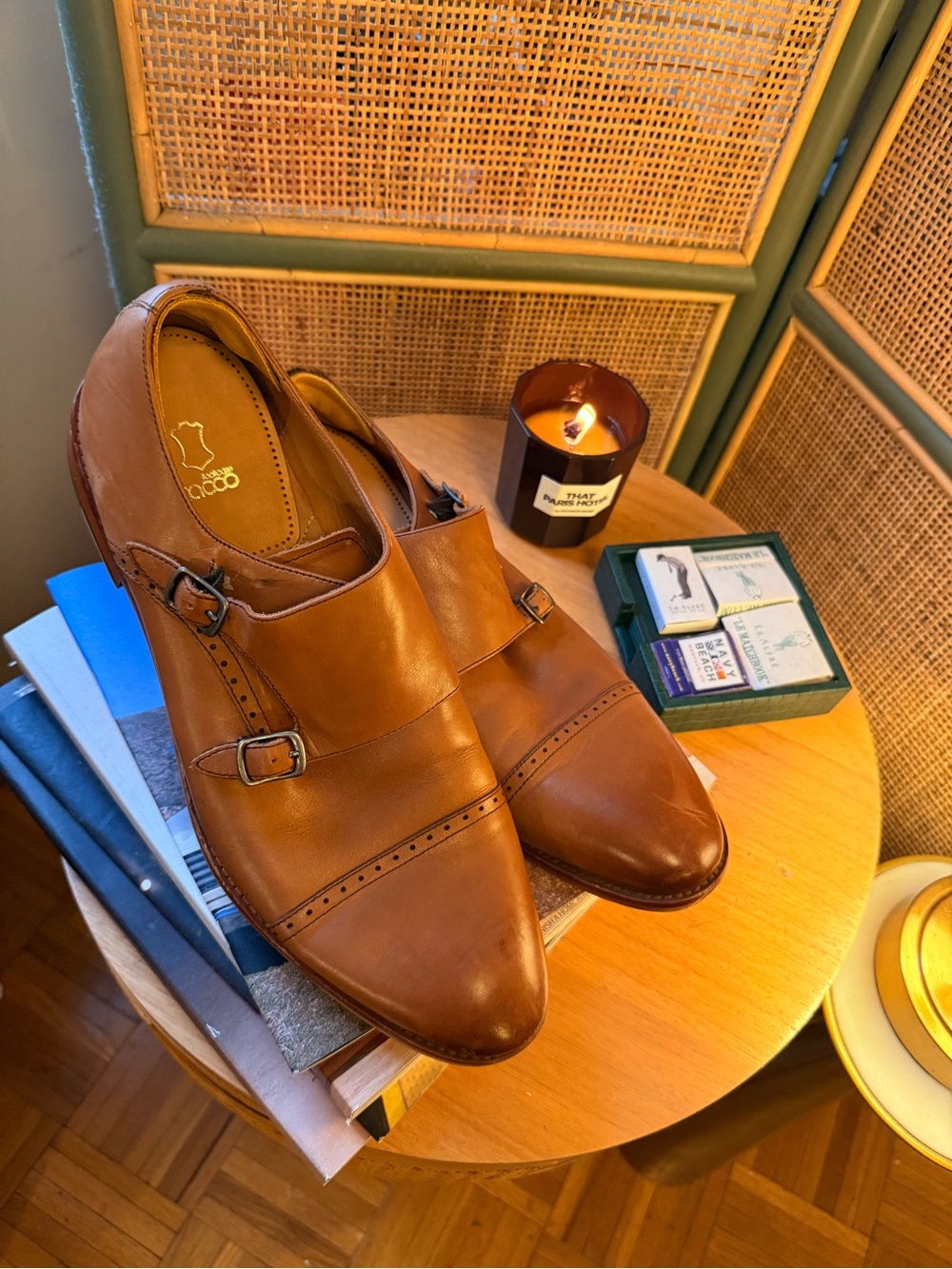 Warfield & Grand Double Monk Strap Leather Dress Shoes Cognac Brown 11.5